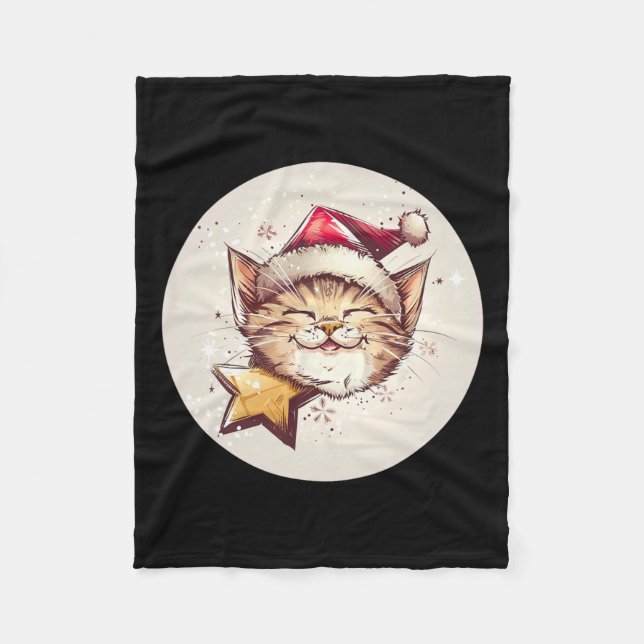 Manta Polar Ropa De Gato De Navidades Sonrientes Para Adultos  (Anverso)