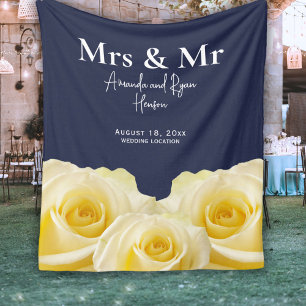 Manta Polar Rosa amarilla Sra. y Mr Bridal Couple Boda Gift