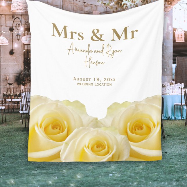 Manta Polar Rosa amarilla Sra. y Mr Bridal Couple Boda Gift (Subido por el creador)
