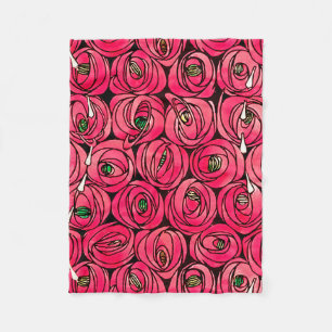 Manta Polar Rosa Art Nouveau Rennie Macintosh Graphic