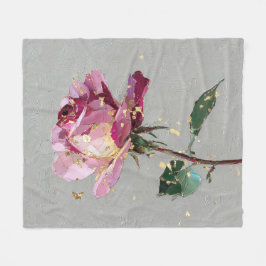 Manta Polar Rosa Artística Rosa y Hoja de Oro