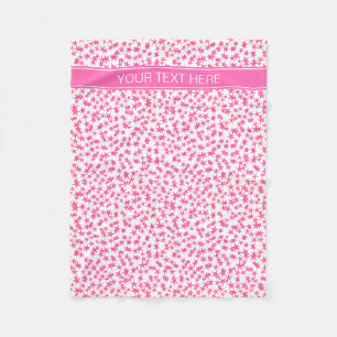 Manta Polar Rosa caliente 2 estrellas BG blanco, Monograma nom