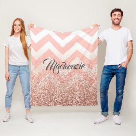 Manta Polar Rosa Chevrons y Purpurina