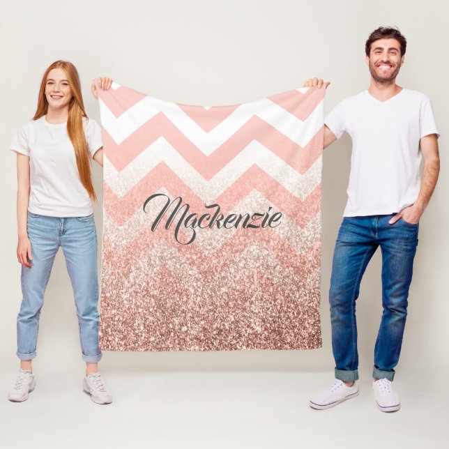 Manta Polar Rosa Chevrons y Purpurina (In situ)