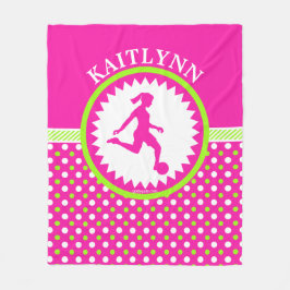 Manta Polar Rosa con monograma del fútbol de los chicas -