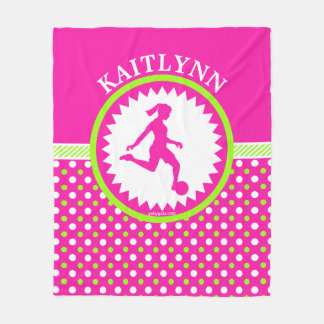 Manta Polar Rosa con monograma del fútbol de los chicas -
