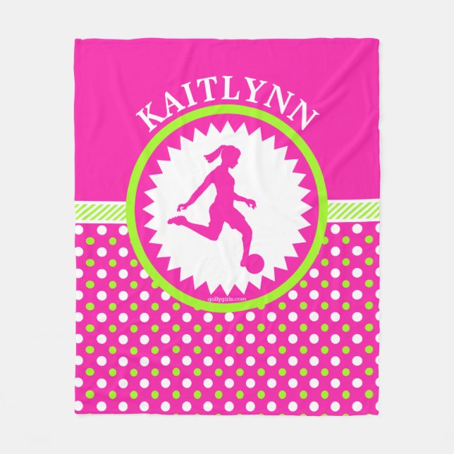 Manta Polar Rosa con monograma del fútbol de los chicas - (Anverso)