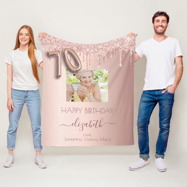 Manta Polar rosa de fotos de 70 años purpurina de oro amigos r (In situ)