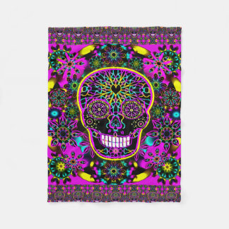 Manta Polar Rosa del neón del cráneo del azúcar