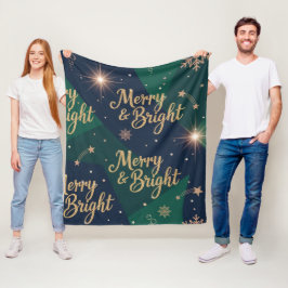 Manta Polar Rosa Dorada Brillante Navidad Merry & Bright