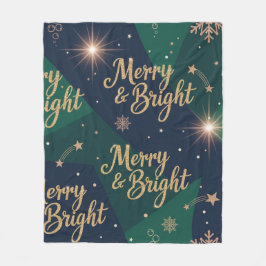 Manta Polar Rosa Dorada Brillante Navidad Merry & Bright