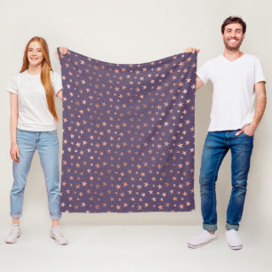 Manta Polar Rosa Dorado Glamuroso con Estrellas Lavanda