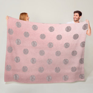 Manta Polar Rosa Dorado Rosa Brillo Glam Lunares Moderno Chic