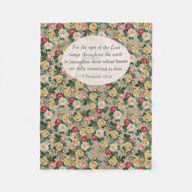 Manta Polar Rosa floral Biblia contra escrituras cristianas (Anverso)