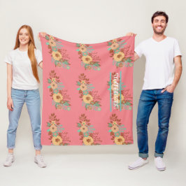 Manta Polar Rosa floral boho moderno