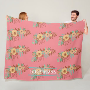 Manta Polar Rosa floral boho moderno