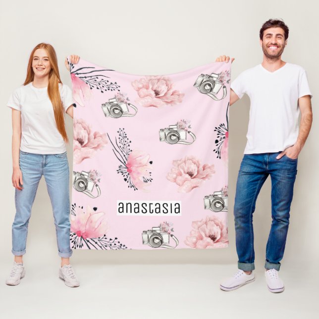 Manta Polar Rosa floral personalizado (In situ)