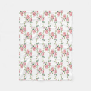 Manta Polar Rosa Floral Shabby Chic Rosa