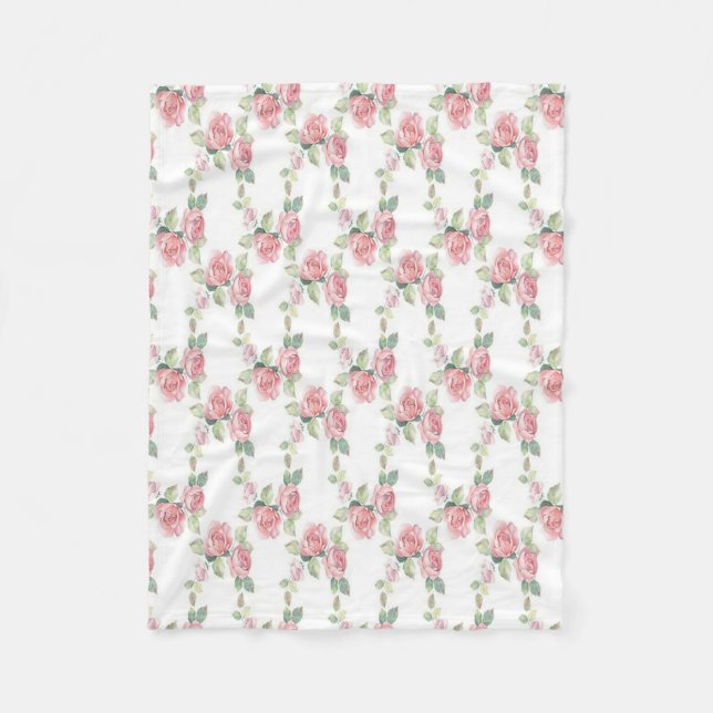 Manta Polar Rosa Floral Shabby Chic Rosa (Anverso)