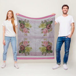 Manta Polar Rosa floral vintage de lujo