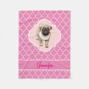 Manta Polar Rosa lindo Quatrefoil del perrito del barro