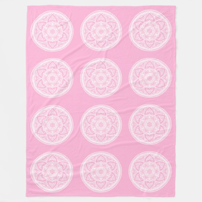 Manta Polar Rosa Mandala (Anverso)