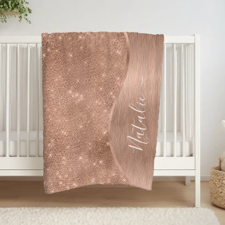 Manta Polar Rosa metálico Purpurina de oro personalizado