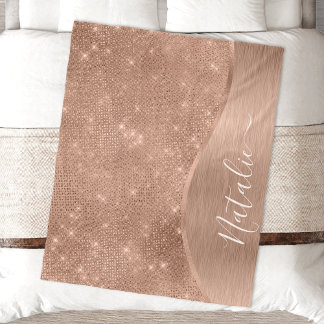 Manta Polar Rosa metálico Purpurina de oro personalizado