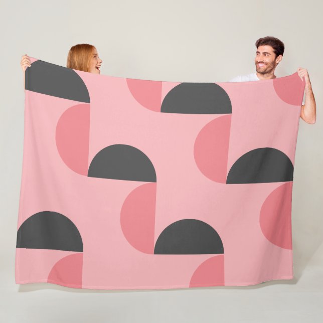 Manta Polar Rosa moderno y gris de mediados del siglo XX (In situ)