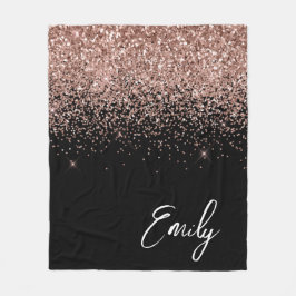 Manta Polar Rosa negra femenina de oro rosa brillo monograma