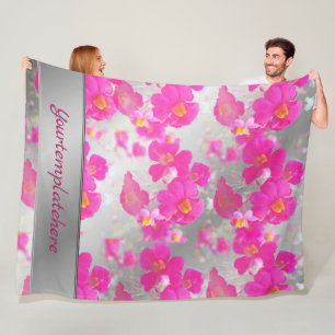 Manta Polar rosa, plateado, patrón de rosa, flores brillantes