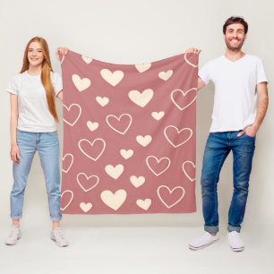 Manta Polar Rosa Polvorienta Corazones de Marfil