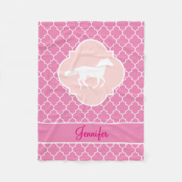 Manta Polar Rosa Quatrefoil de la silueta del caballo blanco