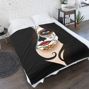 Manta Polar Rosa Sugar Skull Portait