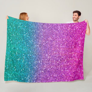 Manta Polar Rosa Turquesa Acuático Azul y Purpura Brillante Gl
