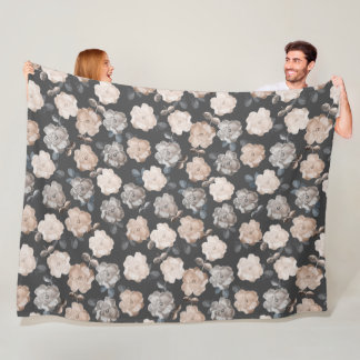 Manta Polar Rosa Vintage Flores Patrón gris gris gris