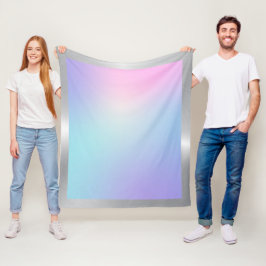 Manta Polar Rosa y azul sombrío con borde plateado