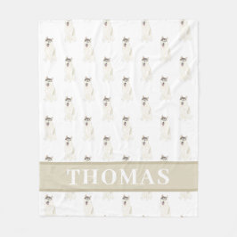 Manta Polar Rosa y blanco Husky personalizado