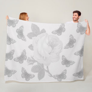 Manta Polar Rosa y mariposas