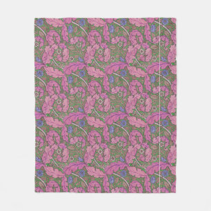 Manta Polar Rosa y verde floral William Morris Acanthus y Rosa