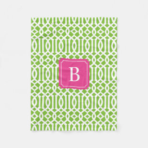 Manta Polar Rosado caliente y verde barril   Fleece Blanket