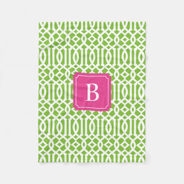 Manta Polar Rosado caliente y verde barril | Fleece Blanket (Anverso)