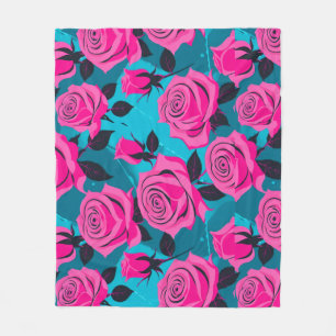 Manta Polar Rosas abstractas en neón rosa