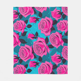 Manta Polar Rosas abstractas en neón rosa