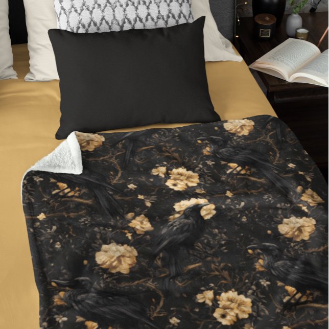 Manta Polar Rosas Cuervo Cuervo Vintage Gótico  (Subido por el creador)