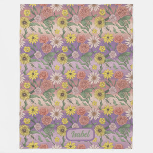 Manta Polar Rosas, Daisies, Sunflower Y Lilis