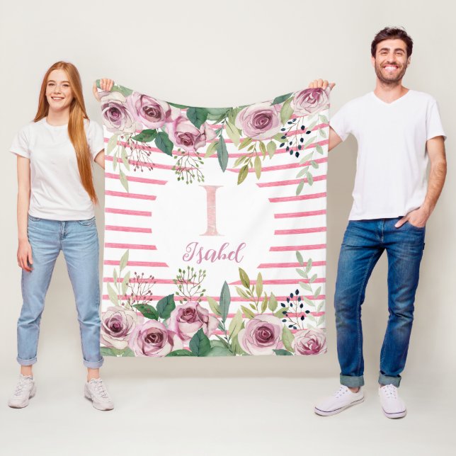 Manta Polar Rosas de acuarela (In situ)