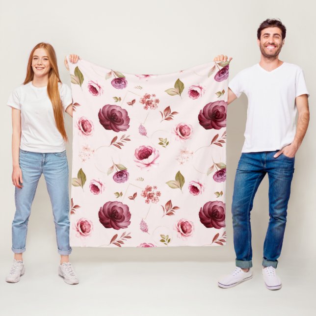 Manta Polar Rosas de acuarela 30 (In situ)