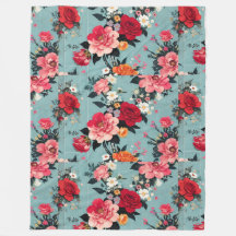 Rosas de época y florines de fondo azul