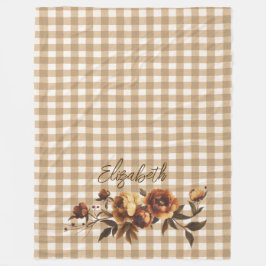 Manta Polar Rosas de otoño de Gingham rusos personalizados